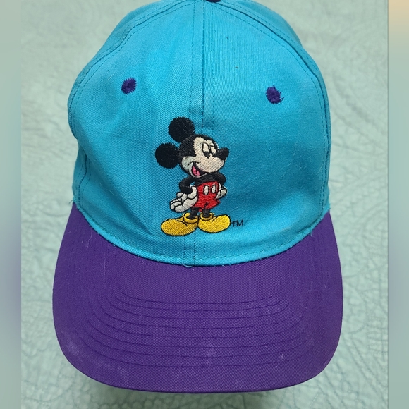 Disney Mickey Mouse Unlimited, Teal and Purple Snapback Baseball Hat Cap 90's - Picture 11 of 11
